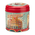 Typisch Hollands Souvenir tin - suitable for chocolates, syrup waffles or sweets - Empty - Facade houses and bicycle