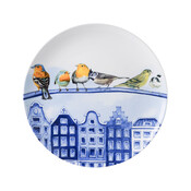 Heinen Delftware Delft blue wall plate - forest birds in the city