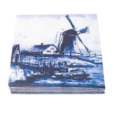 Typisch Hollands Napkins Delft blue mill landscape