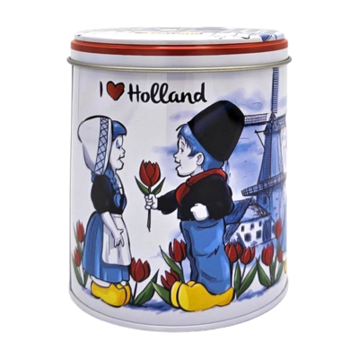 Typisch Hollands Souvenir tin - suitable for chocolates, stroopwafels or sweets -Kissing couple