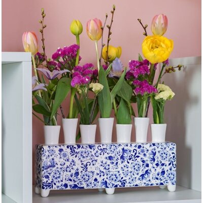 Heinen Delfts blauw Delfts blauwe tulpenvaas rechthoek  30 cm