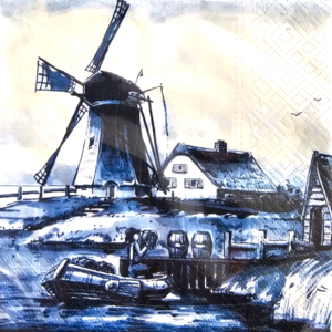 Typisch Hollands Servetten Delfts blauw molenlandschap