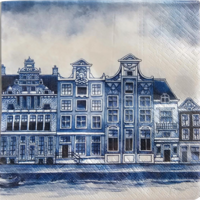 Typisch Hollands Napkins Delft blue canal houses