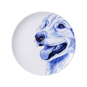 Heinen Delftware Delft blue plate - Golden Retriever