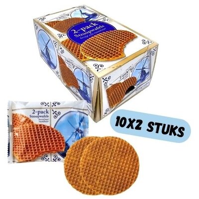 Typisch Hollands Stroopwafel pro 2 Stück verpackt - Box - 10 Packungen