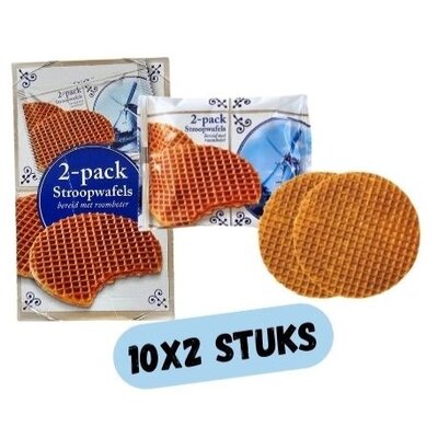 Typisch Hollands Stroopwafel per 2 stuks verpakt  - Doos - 10 pakjes