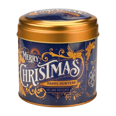 Typisch Hollands Souvenir tin - suitable for chocolates, syrup waffles or candy - Empty - Christmas Blue