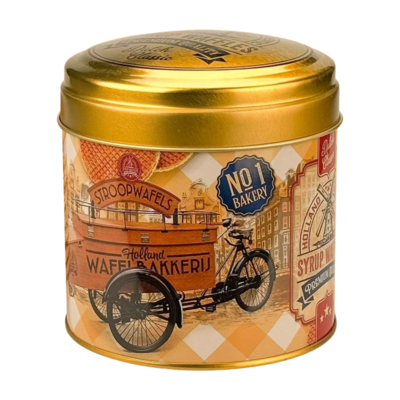 Typisch Hollands Souvenirdose – geeignet für Pralinen, Sirupwaffeln oder Süßigkeiten – leer – Bäckerfahrrad