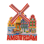 Typisch Hollands Magnetfassade Häuser und Mühle - Amsterdam - Rot