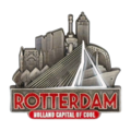 Typisch Hollands Magnet aus Metall Rotterdam – zinnfarben
