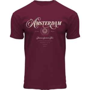 Holland fashion T-Shirt- Bordeaux Rood  Amsterdam  - 1275