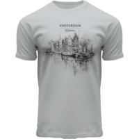 Holland fashion T-Shirt - Amsterdam - Hellgraue Kanalskizze