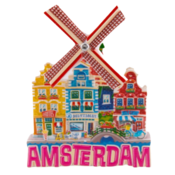Matix Magneet gevelhuizen en molen - Amsterdam - Roze