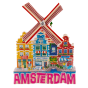 Typisch Hollands Magnetfassade Häuser und Mühle - Amsterdam - Rosa
