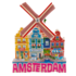 Typisch Hollands Magneet gevelhuizen en molen - Amsterdam - Roze