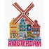 Typisch Hollands Magnet facade houses and mill - Amsterdam - Pink