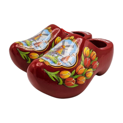 Typisch Hollands Originele Klompjes - Rood- Molens en Tulpen 14 cm