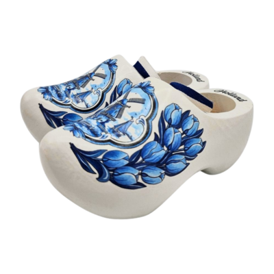 Typisch Hollands Original clogs white with Delft blue 14 cm