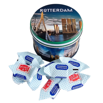 Typisch Hollands Blikje Rotterdam gevuld met Roombotersnoepjes