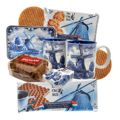 Typisch Hollands Mugs and treats package - Delft blue