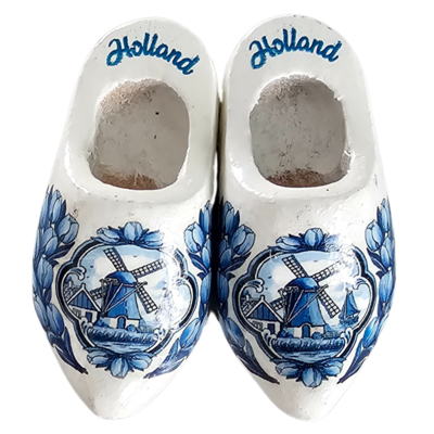 Typisch Hollands Holland Magnet 2 Delfter blaue Clogs.