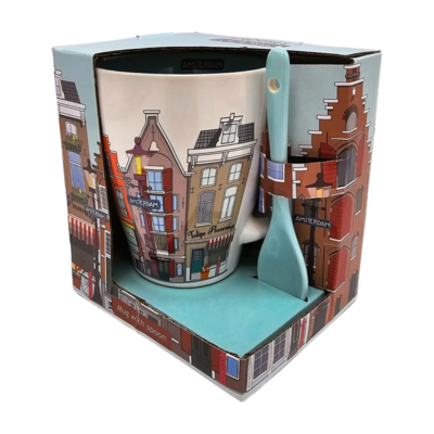 TTD Gifts Mok met Lepel Amsterdam in geschenkverpakking