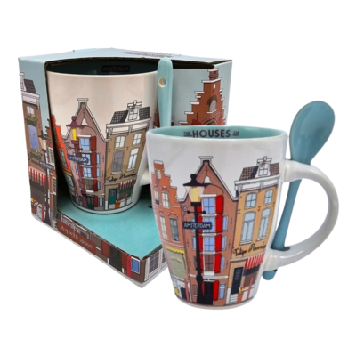 TTD Gifts Mug with Spoon Amsterdam in gift packaging