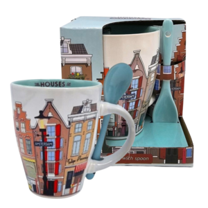 TTD Gifts Mug with Spoon Amsterdam in gift packaging