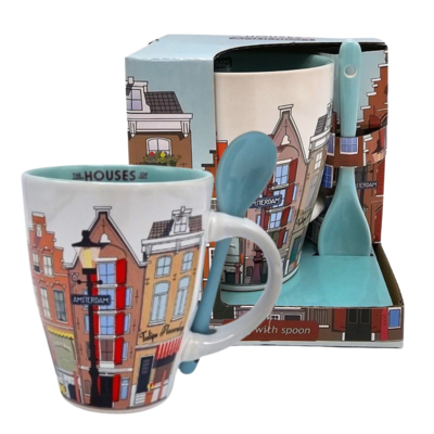 Typisch Hollands Mug with Spoon Amsterdam in gift packaging