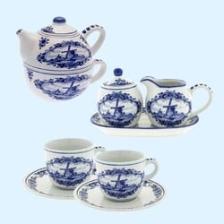 Delfts blauw koffie-thee servies