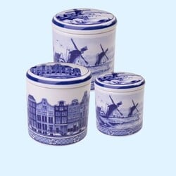 Delft blue storage jars