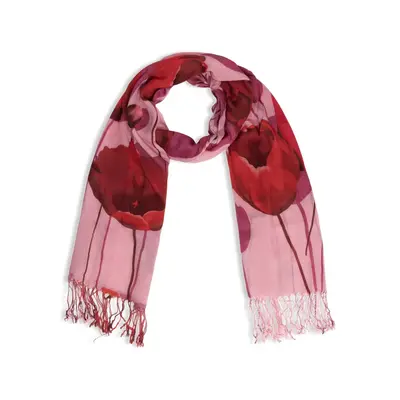 Robin Ruth Fashion Damessjaal met Tulpprint Robin Ruth oud roze en rood