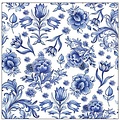 Typisch Hollands Servietten Delfter Blau Holland - Feines Blumenmotiv