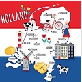 Typisch Hollands Holland servetten met  Nederlandse iconen op de kaart van Nederland