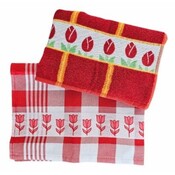 Typisch Hollands Kitchen textile package Red-White Tulips