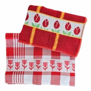 Typisch Hollands Keukentextiel-pakket Rood-Wit Tulpen