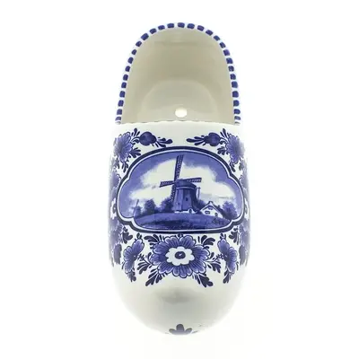 Nijhuis  Delft blue clog with wooden tulips.