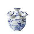 Heinen Delfts blauw Tulip vase - Delft blue Windmill in water landscape