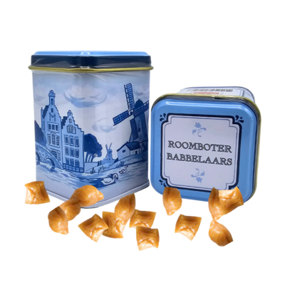 Typisch Hollands Zeeuwse babbelaars in Delfts blauw miniblik