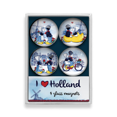 Typisch Hollands  Box of 4 magnets 4 cm - Assorti-Kuspaar Holland