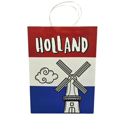 Typisch Hollands Große Geschenktüte aus Papier - Rot-Weiß-Blau - Holland