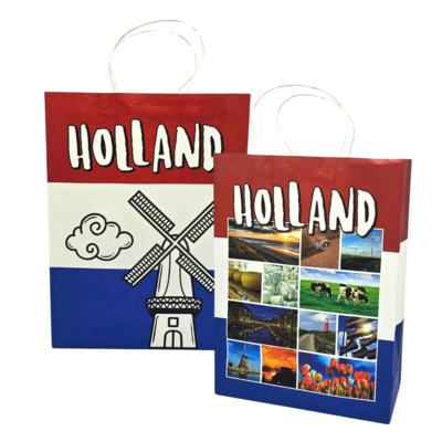 Typisch Hollands Papieren geschenktas  Groot - Rood-Wit-Blauw - Holland