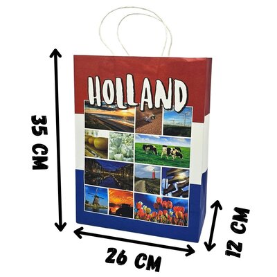 Typisch Hollands Große Geschenktüte aus Papier - Rot-Weiß-Blau - Holland