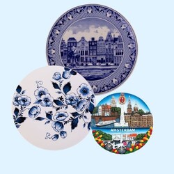 Wandteller - Bunt und Delfter Blau