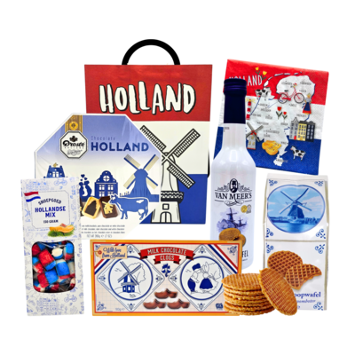 Typisch Hollands Holland Geschenktüte groß - Rot-Weiß-Blau mit holländischen Süßigkeiten