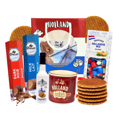 Typisch Hollands Holland gift bag - Red-White-Blue with Dutch snacks
