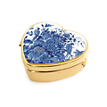 Typisch Hollands Pill box - Gold colored - heart shape - Delft blue tile tableau