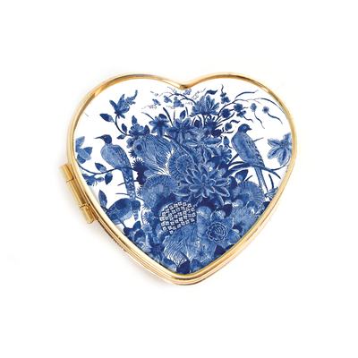 Museumgifts Holland Pill box - Gold colored - heart shape - Delft blue tile tableau