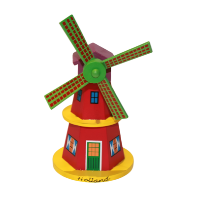 Matix Houten Molen op Stok - Rood-Geel