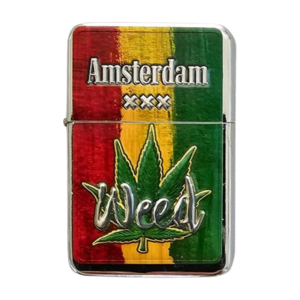 Typisch Hollands Benzinfeuerzeug - Amsterdam Rot-Gelb-Grün